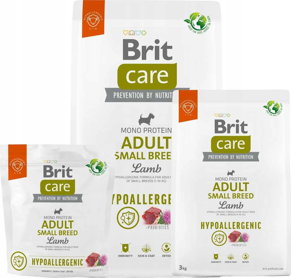 BRIT CARE Dog Adult Small Breed su ėriena ir ryžiais 3kg