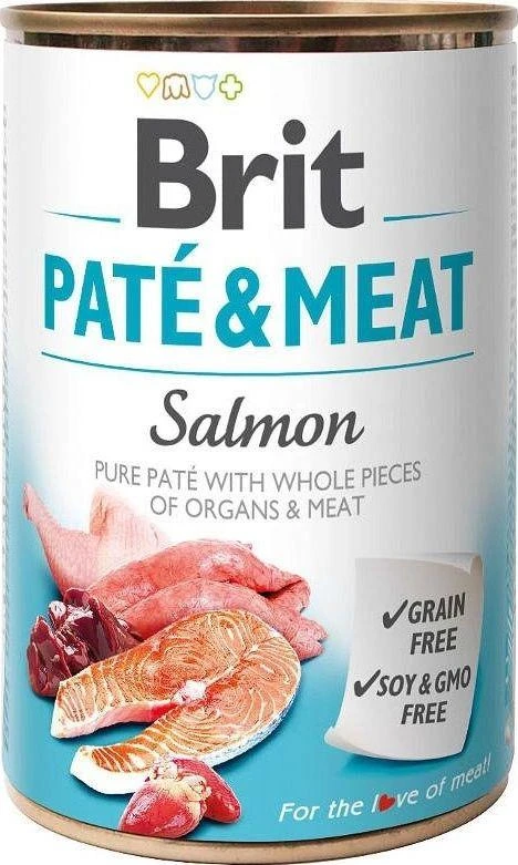 BRIT Paté & Meat su lašiša - šlapias šunų maistas - 800g