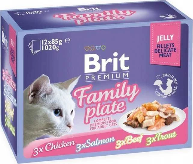 Drėgnas Kačių Maistas - BRIT Premium Family Plate Filė Drebučiuose Skonių Mišinys 12x85g