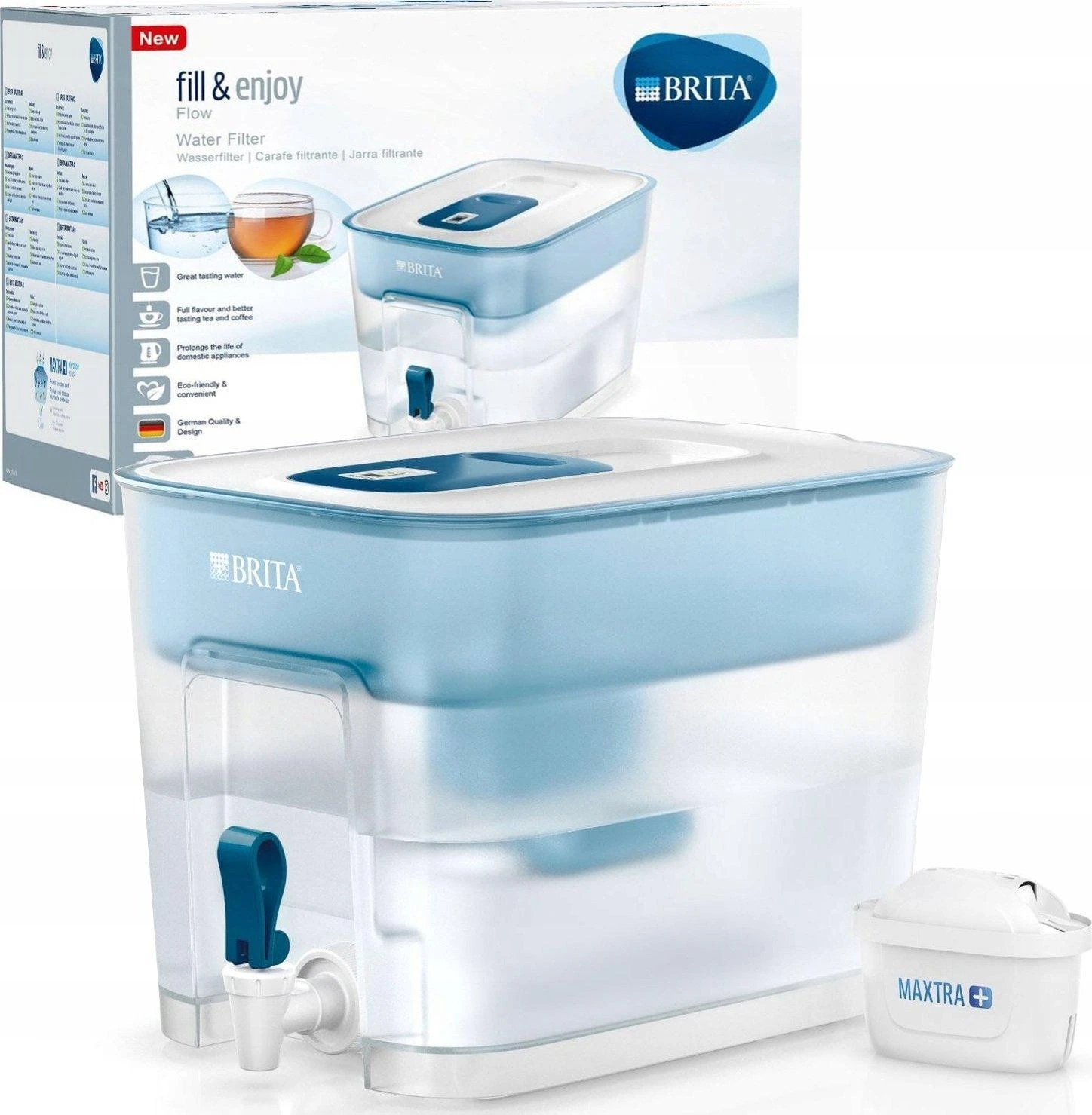 Vandens filtras-talpa BRITA FLOW, 8,2L, mėlynos spalvos