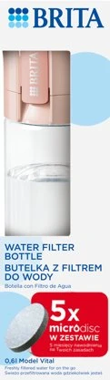 Gertuvė Brita Vital filtravimo butelis 0,6 l, pastelinės persikinės spalvos