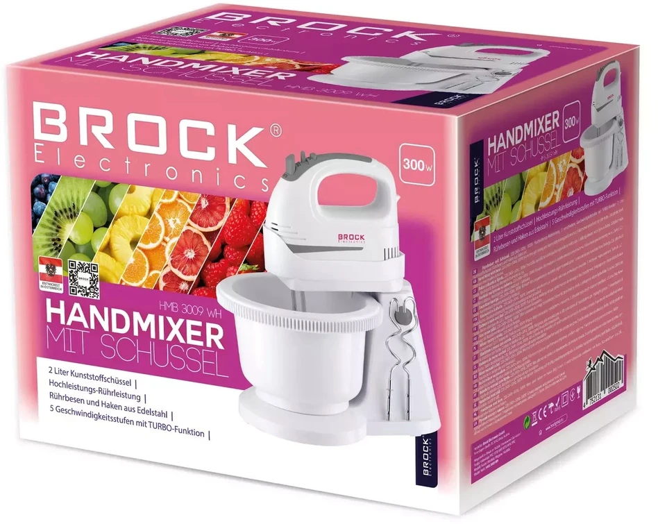 Brock elektrinis mikseris su dubeniu 300W HMB3009WH