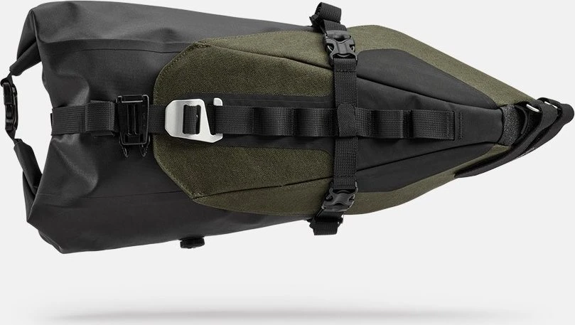 Brooks Balnakrepšys BROOKS SCAPE SEAT BAG, purvo žalia, talpa 8 l, tvirtinimas ant dirželių, atsparumas vandeniui IPX4 (NAUJAS)