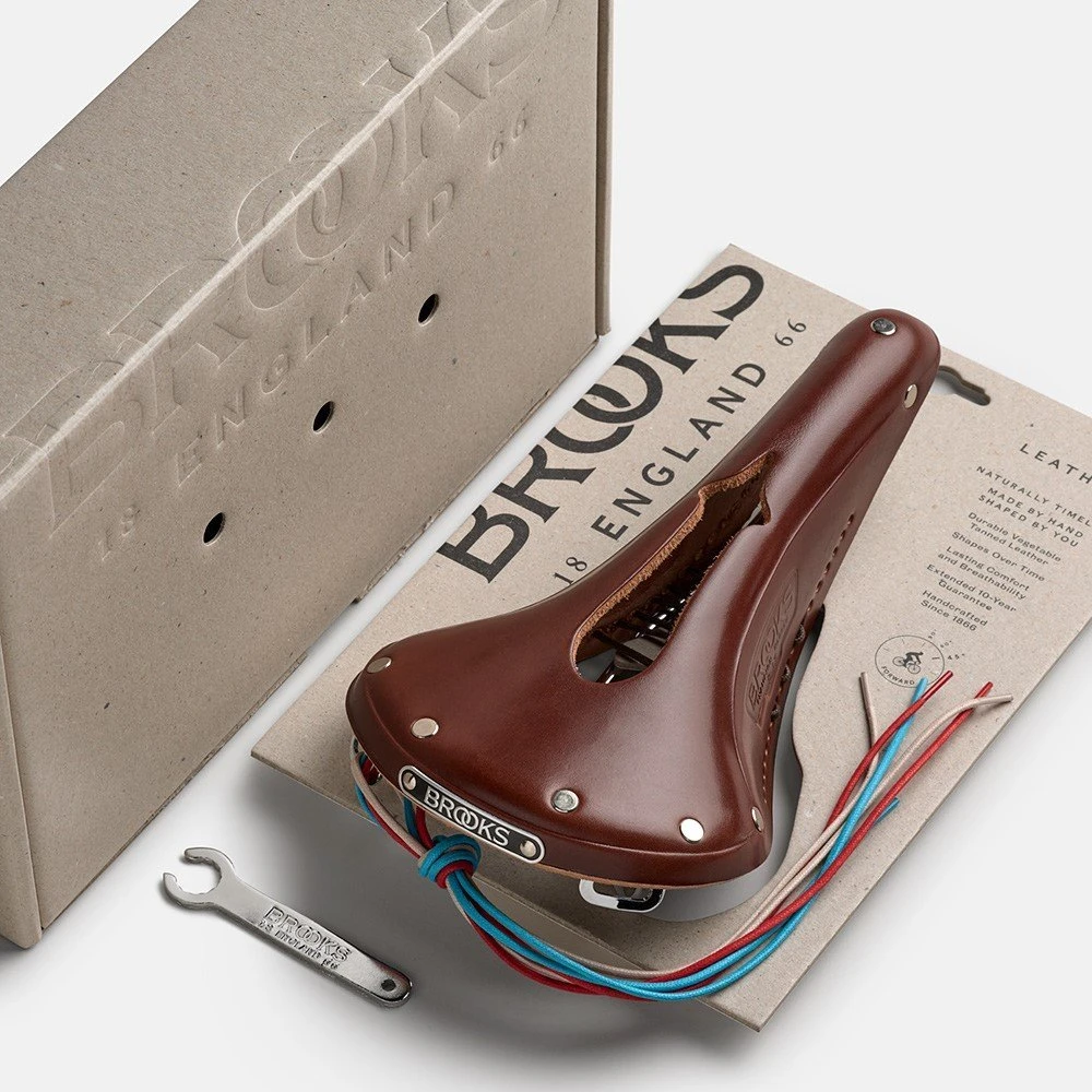 Brooks Balnelis BROOKS B17 NARROW CARVED, Ruda spalva, Plieniniai lankeliai, Svoris 510 g, linija Leather