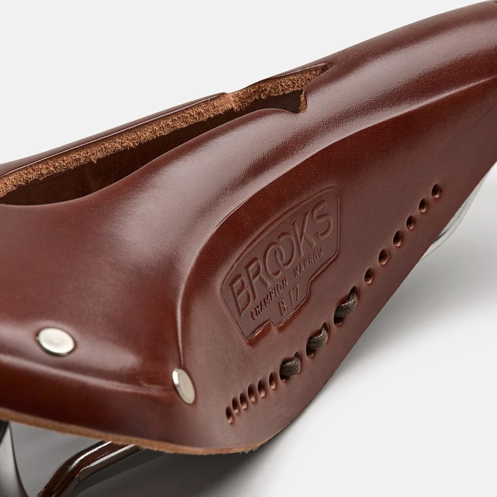 Brooks Balnelis BROOKS B17 NARROW CARVED, Ruda spalva, Plieniniai lankeliai, Svoris 510 g, linija Leather