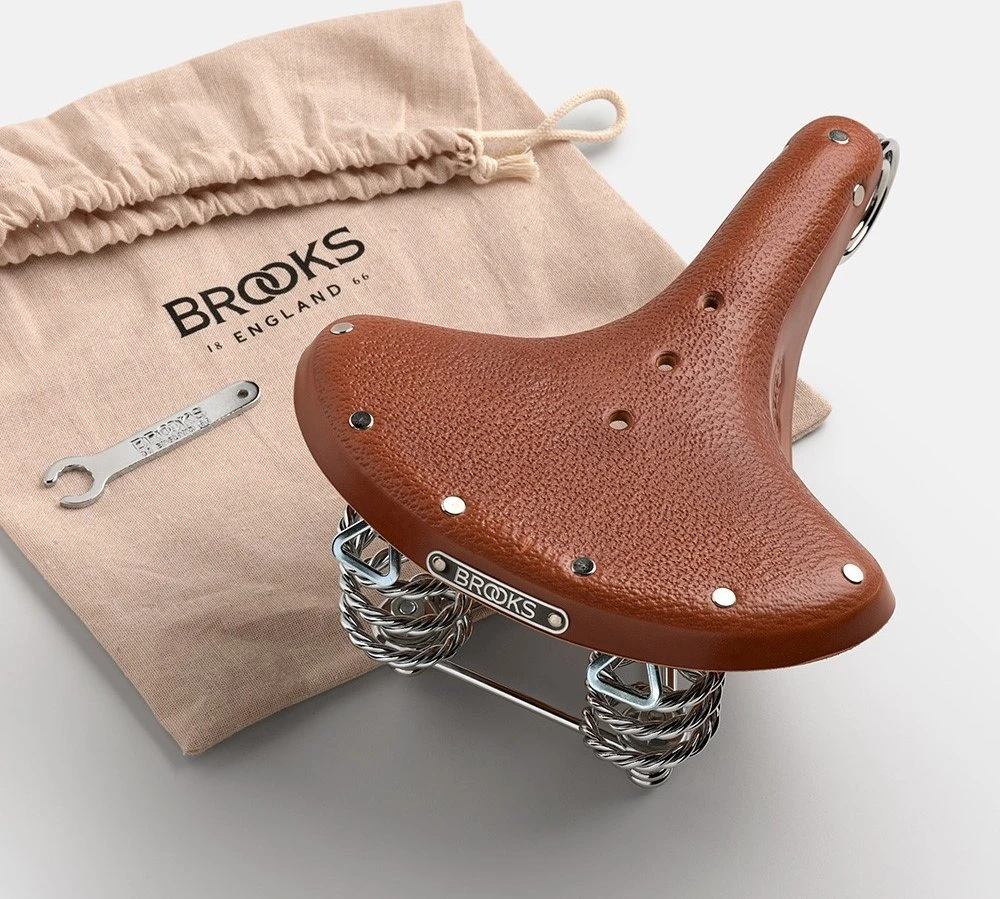 Brooks BALNELIS BROOKS B33, Honey, plieniniai lankai, svoris 1600 g, linija Leather (NAUJAS)