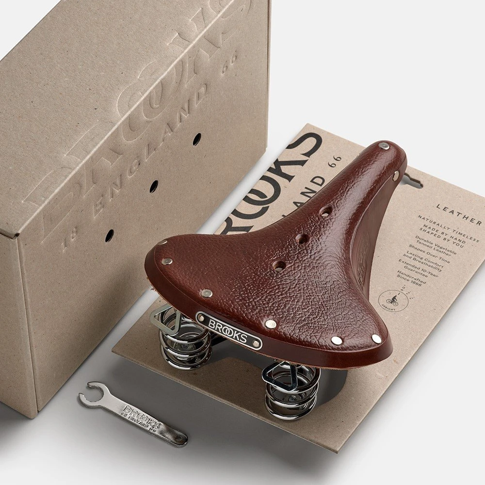 Brooks Balnelis BROOKS B66, rudos spalvos, plieniniai lankeliai, svoris 1050 g, linija Leather (NEW)