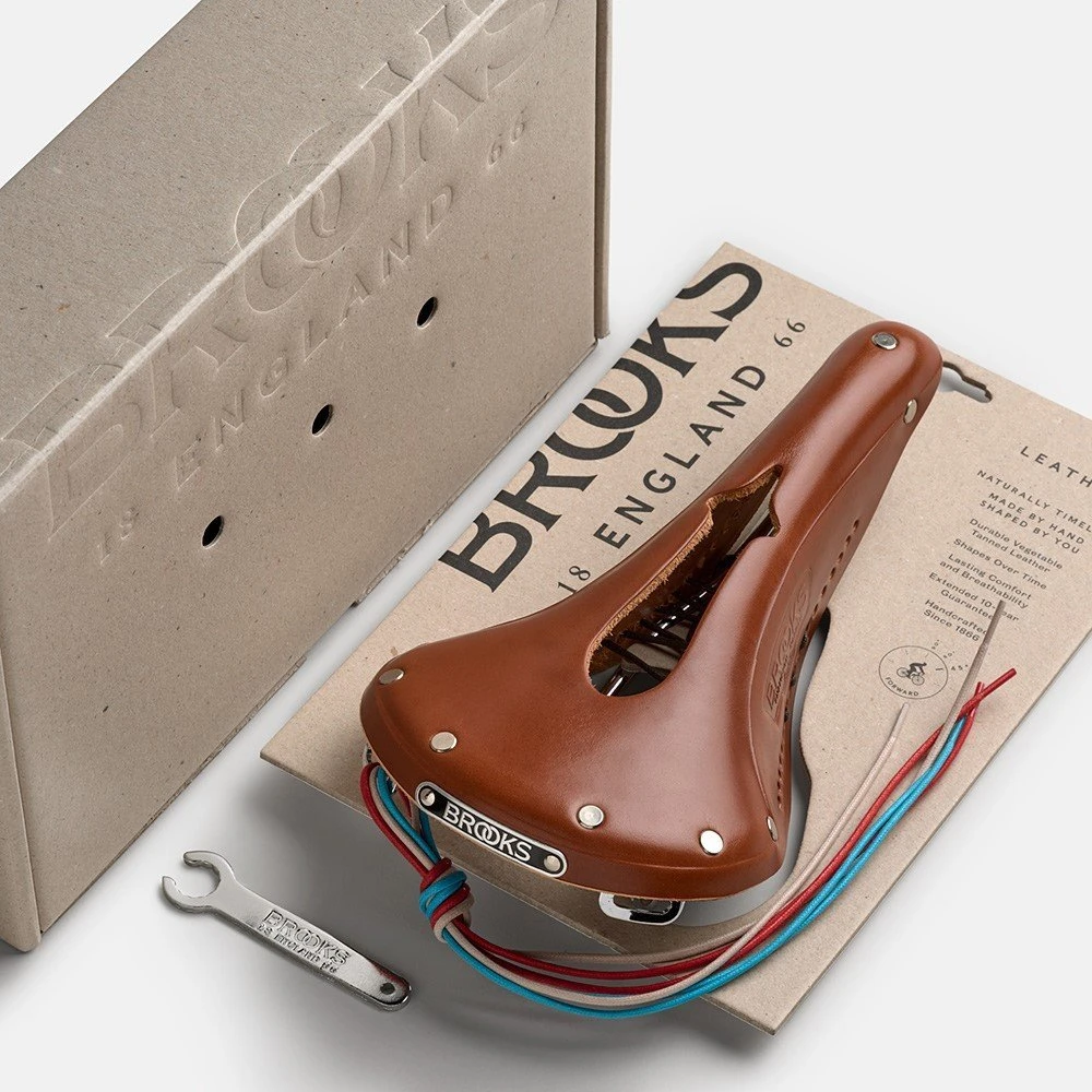 Brooks BROOKS B17 NARROW CARVED balnelis, Honey, plieniniai lankai, svoris 510 g, Leather linija (NAUJAS)