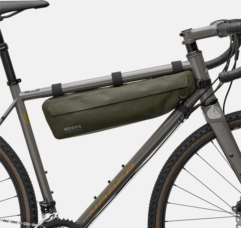 Brooks Krepšys ant rėmo BROOKS SCAPE FRAME BAG, purvo žalios spalvos, talpa 3L, tvirtinamas dirželiais, vandeniui atsparus (NAUJAS)