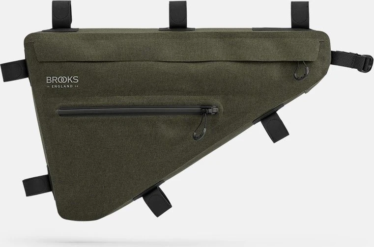 Brooks Krepšys ant rėmo BROOKS SCAPE FULL FRAME BAG, purvo žalia, talpa 5L, tvirtinimas dirželiais, atsparumas vandeniui IPX4 (NAUJAS)