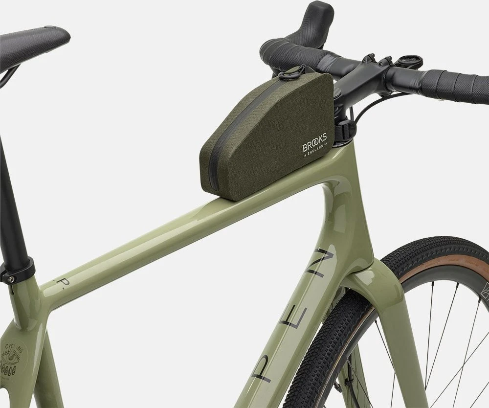 Brooks Krepšys ant rėmo BROOKS SCAPE TOP TUBE BAG WITH BOLTS, purvo žalia, talpa 1,5 l, tvirtinimas varžtais/ant dirželių, vandeniui atsparus (NAUJAS)