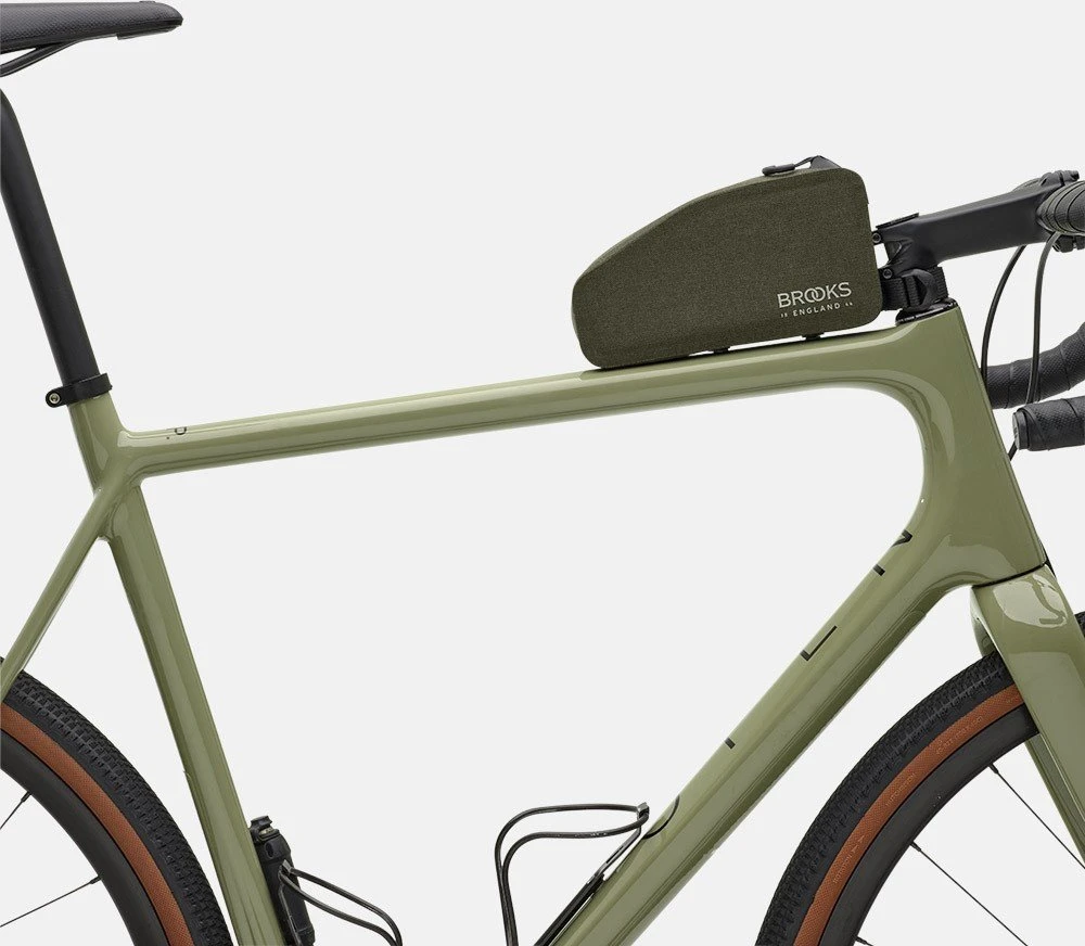 Brooks Krepšys ant rėmo BROOKS SCAPE TOP TUBE BAG WITH BOLTS, purvo žalia, talpa 1,5 l, tvirtinimas varžtais/ant dirželių, vandeniui atsparus (NAUJAS)