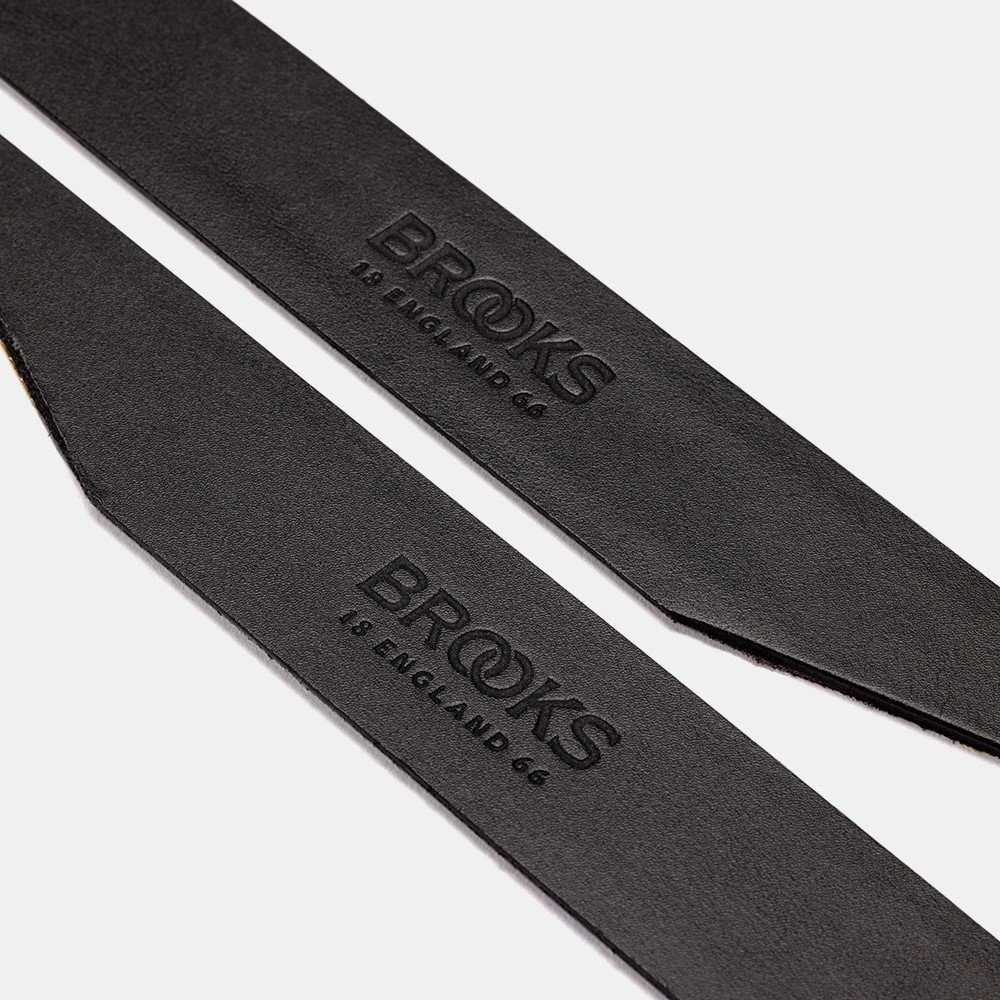 Brooks BROOKS LEATHER REPLACEMENT TAPE rankenų juostos, juoda, rauginta oda, skirtos modeliui Slender, 2,5 mm (NAUJA 2025)