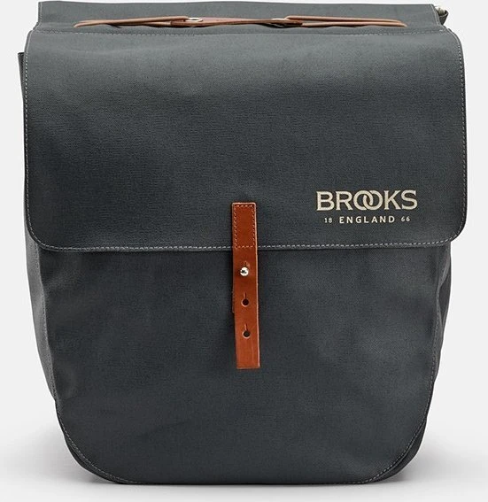 Brooks Sakwy BROOKS BRICK LANE PANNIERS, pilka/medaus, talpa 2x15L, tvirtinimas ant diržų, rauginta oda (NEW)