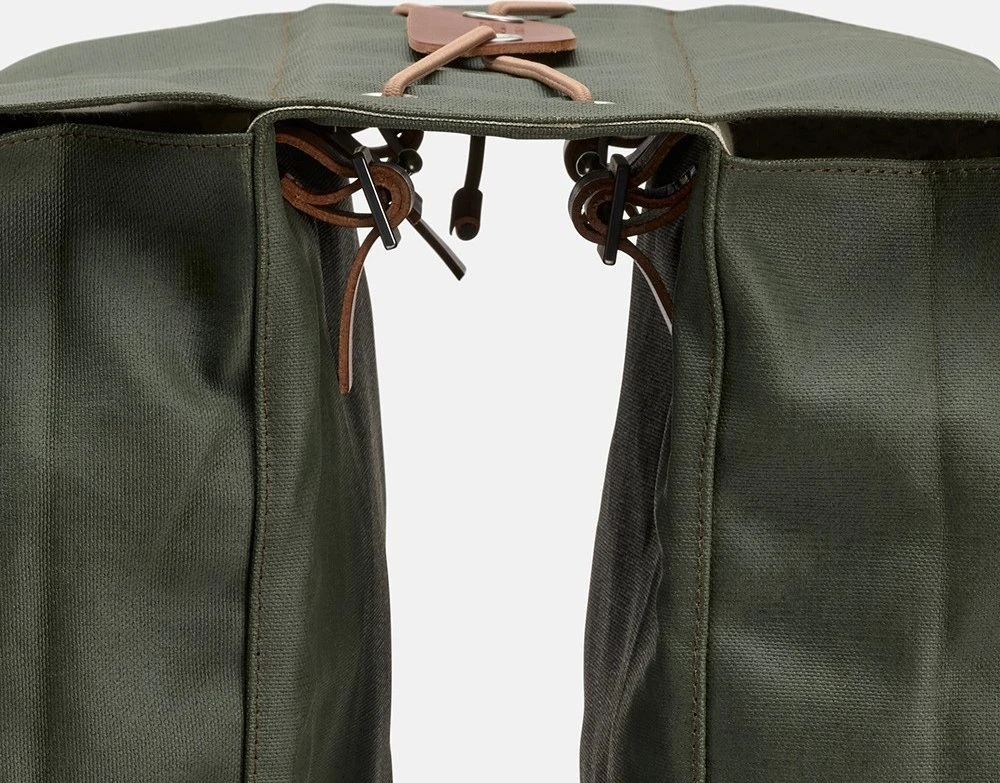 Brooks Sakwy BROOKS BRICK LANE PANNIERS, Šalavijų žalia/Medaus, Talpa 2x15L, Tvirtinimas ant dirželių, Rūdyta oda (NAUJIENA)