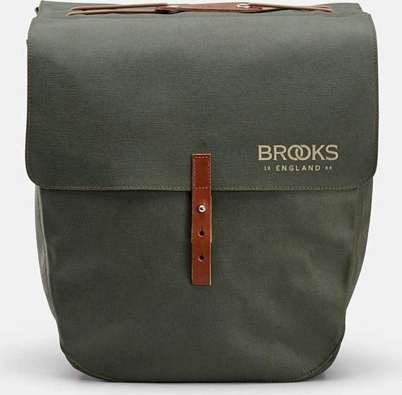 Brooks Sakwy BROOKS BRICK LANE PANNIERS, Šalavijų žalia/Medaus, Talpa 2x15L, Tvirtinimas ant dirželių, Rūdyta oda (NAUJIENA)