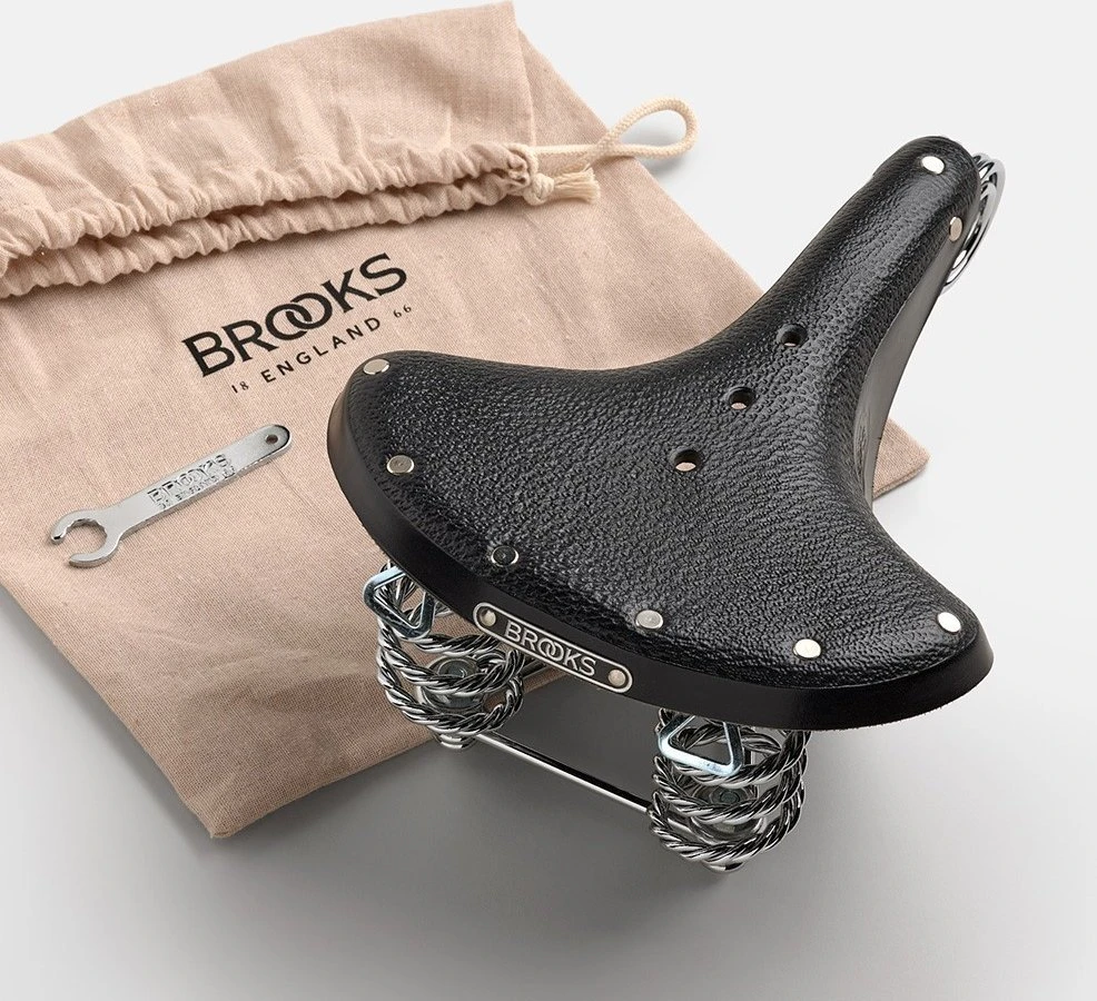 Brooks Siodełko BROOKS B33, Juoda, Plieniniai lankeliai, Svoris 1600 g, Linija Leather (NEW)