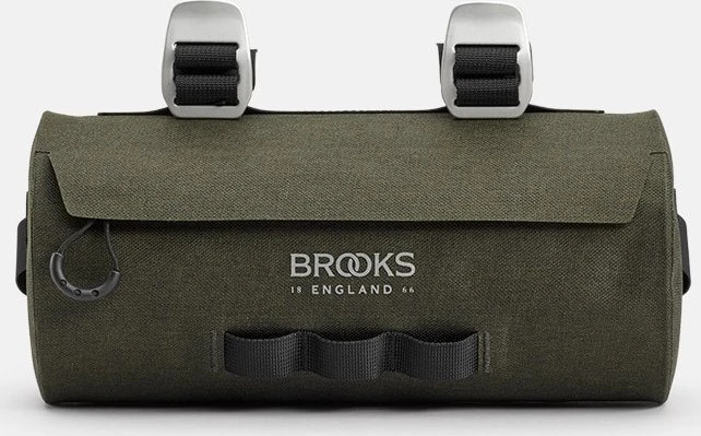 Brooks Vairaračio krepšys BROOKS SCAPE HANDLEBAR POUCH, purvo žalia, talpa 3L, tvirtinimas dirželiais, atsparus vandeniui (NAUJAS)