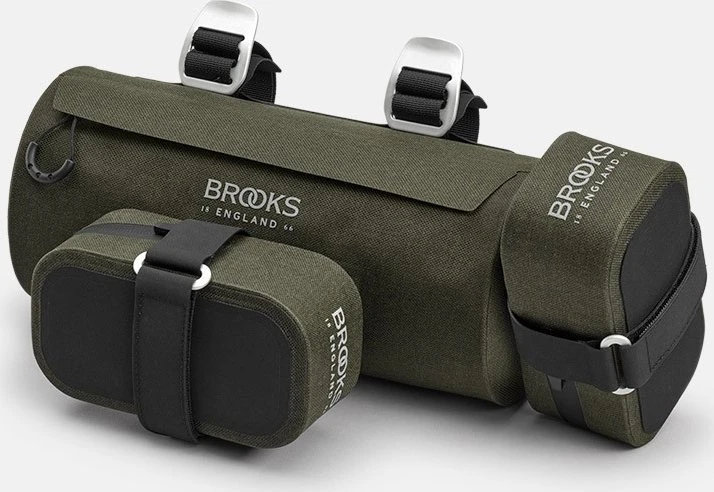 Brooks Vairaračio krepšys BROOKS SCAPE HANDLEBAR POUCH, purvo žalia, talpa 3L, tvirtinimas dirželiais, atsparus vandeniui (NAUJAS)