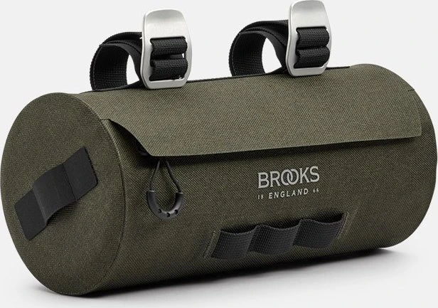Brooks Vairaračio krepšys BROOKS SCAPE HANDLEBAR POUCH, purvo žalia, talpa 3L, tvirtinimas dirželiais, atsparus vandeniui (NAUJAS)