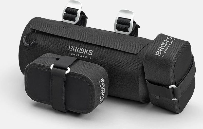 Brooks Vairuoklio krepšys BROOKS SCAPE HANDLEBAR POUCH, juodos spalvos, talpa 3L, tvirtinimas dirželiais, atsparus vandeniui (NAUJAS)