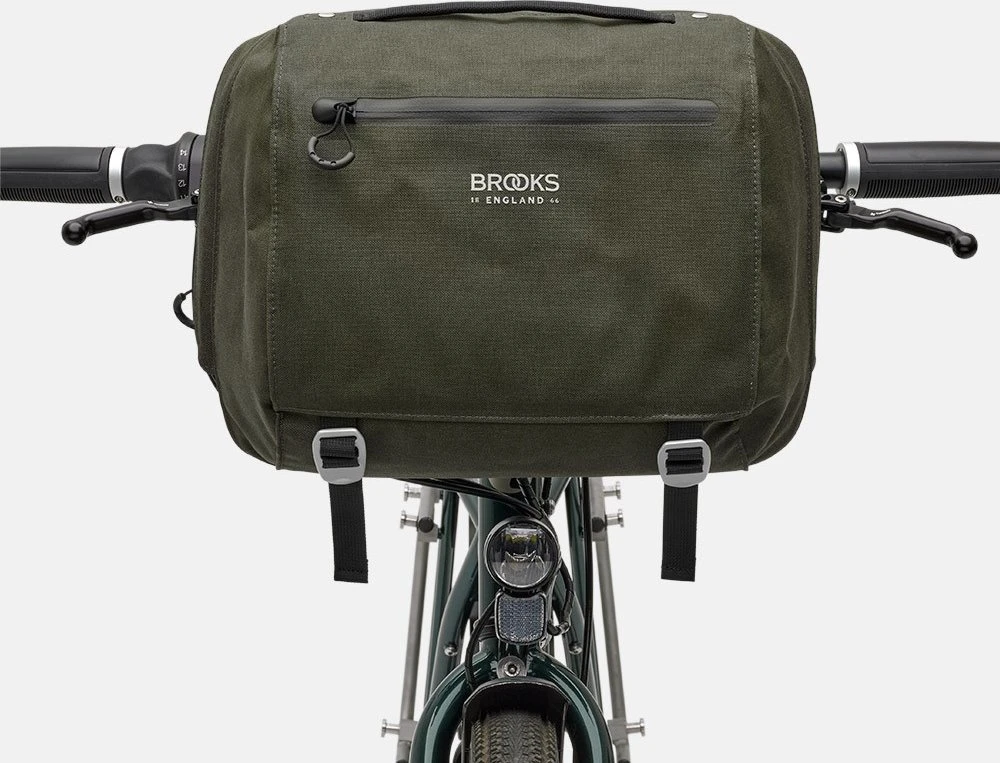 Brooks Vairuoklio krepšys BROOKS SCAPE HANDLEBAR COMPACT BAG, Purvo žalia, Talpa 10 L, Klick Fix® sistema, Vandeniui atsparus (NAUJAS)