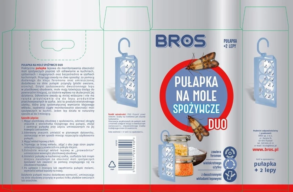 Bros maistinių kandžių gaudyklės pakuotės išklotinė