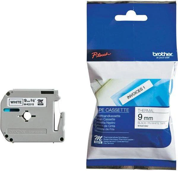 Brother P-touch M-K221SBZ;balta/juoda 4m (9 mm)
