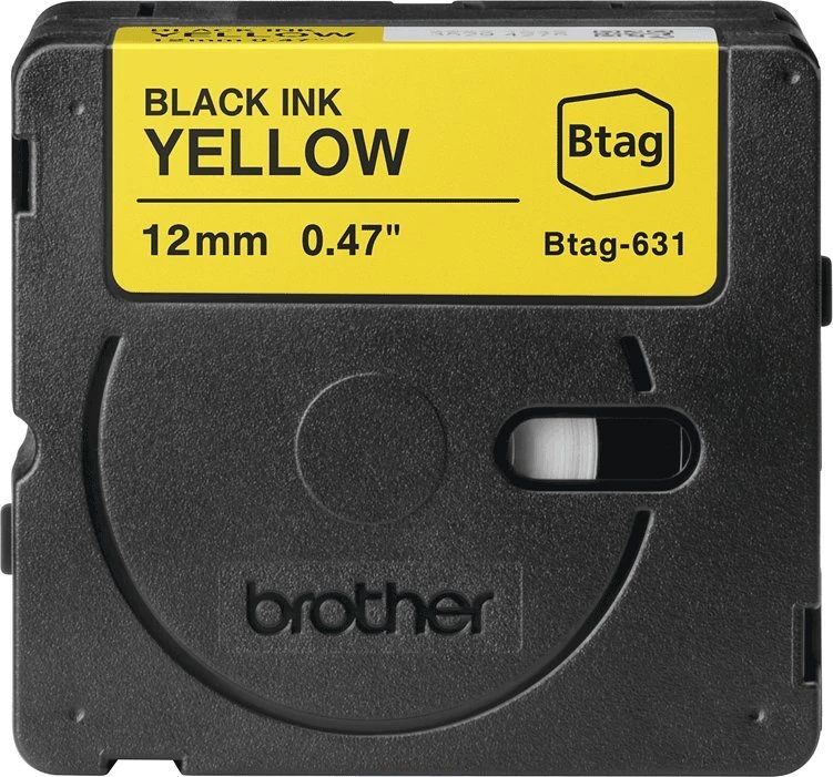 Brother BTAG-631 | Juodas on Geltona | Btag