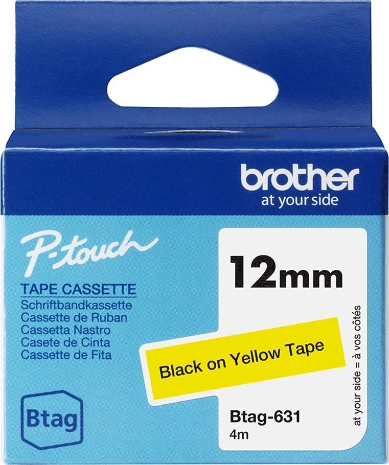 Brother BTAG-631 | Juodas on Geltona | Btag