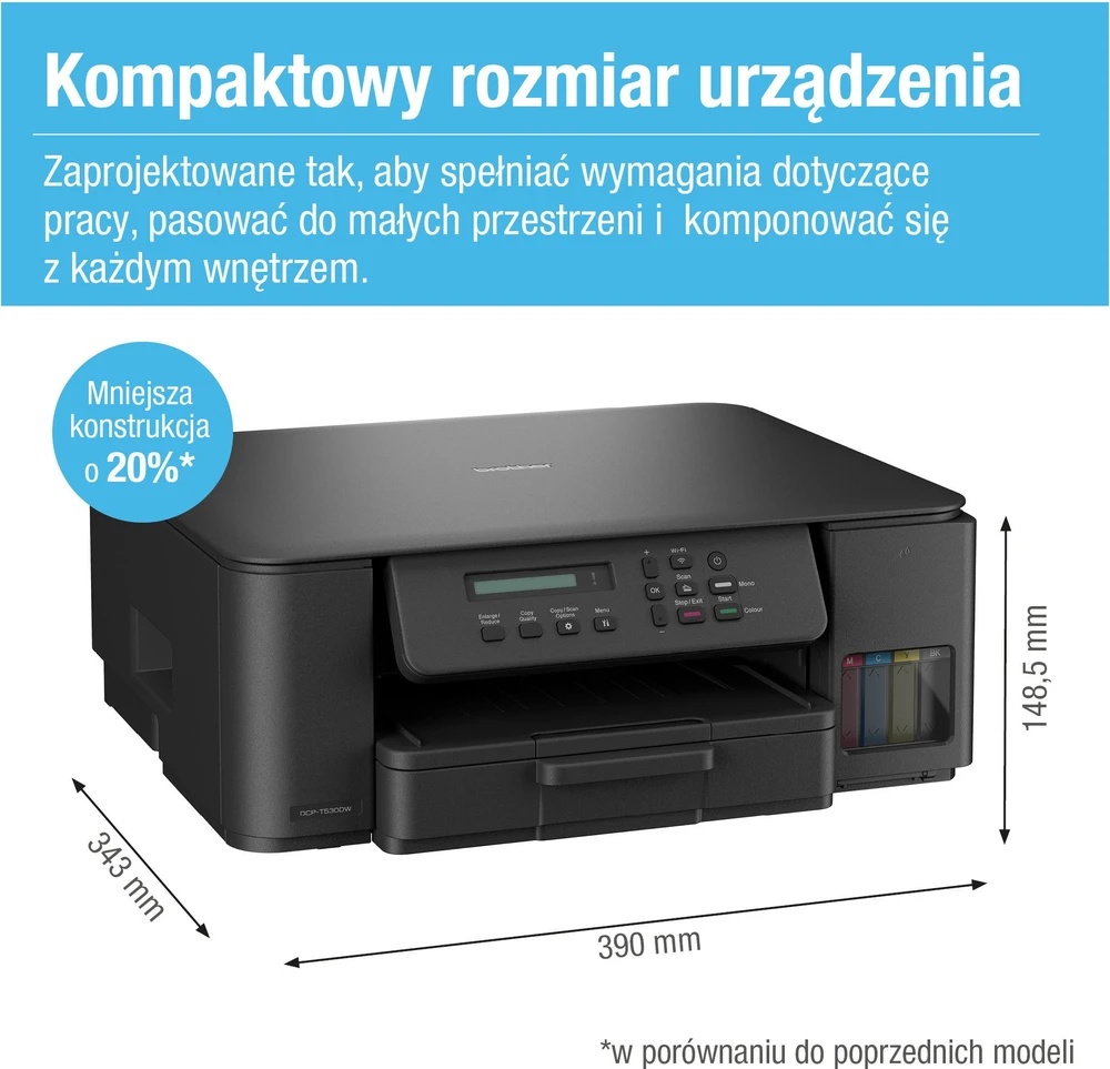 Spausdintuvas Brother | DCP-T530DW | Inkjet | Spalvotas | A4 | Wi-Fi | Juodas