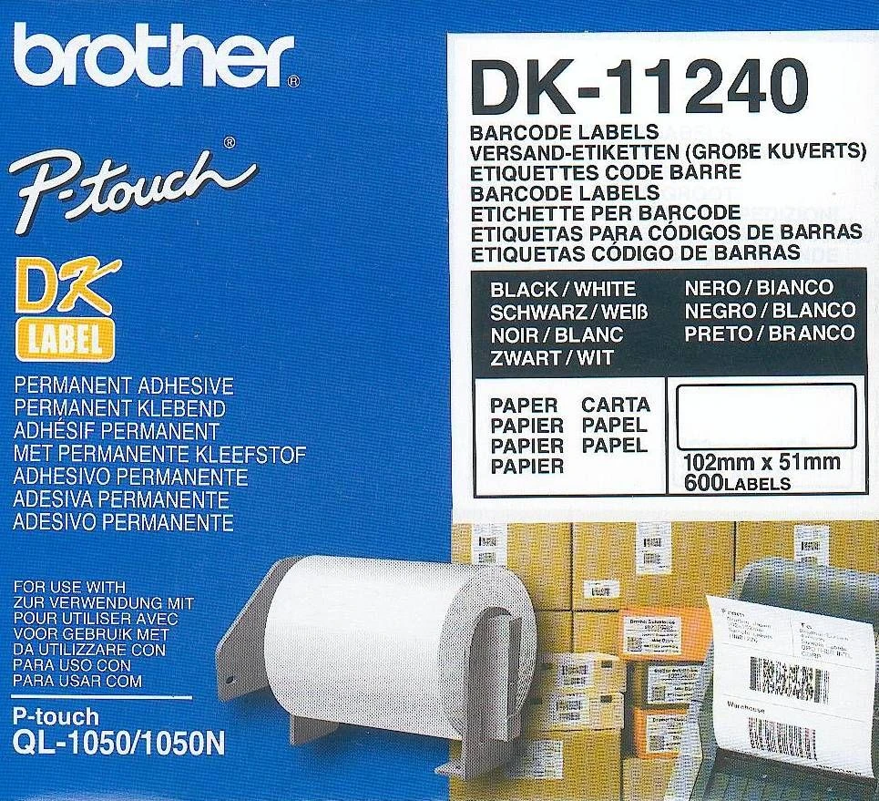 Brother universalios baltos etiketės DK11240 juodos spalvos spauda