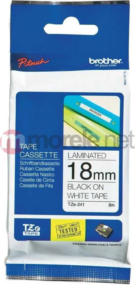 Brother | TZ-241 Laminated Tape | Juodas on Baltas | TZe | 8 m | 1.8 cm