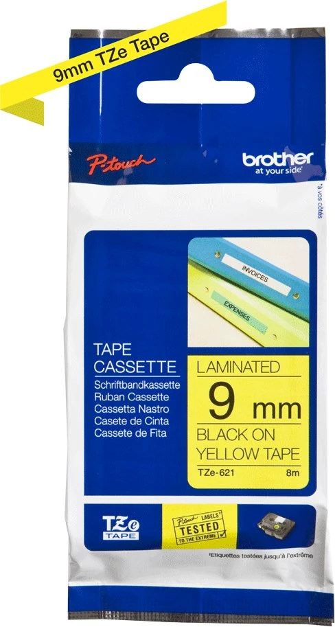 Brother Labelling Tape 9mm, Juodas on yellow, TZe, Pilkas, Thermal transfer, Philippines,