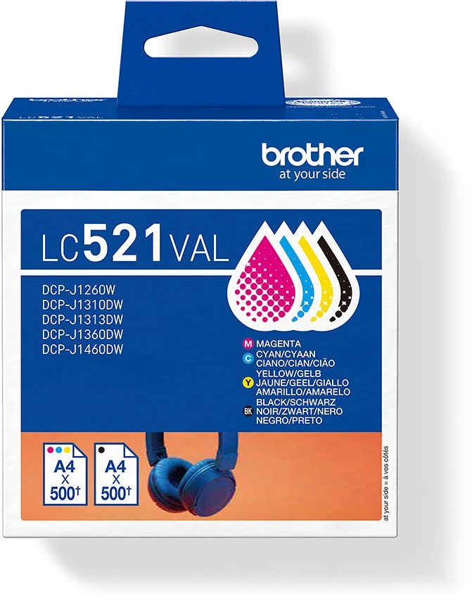 Brother LC521VAL | Ink Cartridge | Juodas, Cyan, Magenta,Geltona