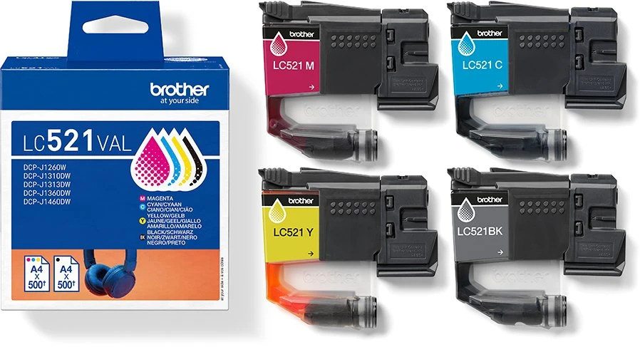 Brother LC521VAL | Ink Cartridge | Juodas, Cyan, Magenta,Geltona