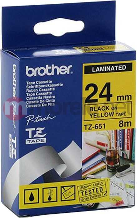 Brother taśma TZ-651 (juoda ant geltono)