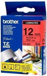 Brother taśma TZE-431 12mm (raudona ant juodos spalvos)