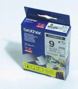 Brother Brolis | TZe-FX221 lanksti ID laminuota juosta | Juodas ant Balto | TZe | 8 m | 0,9 cm