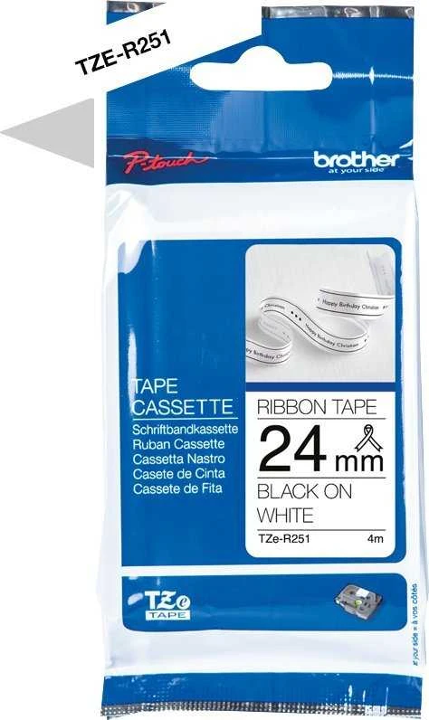 Brother TZE-R251 TAPE 24MM/Baltas ON Juodas
