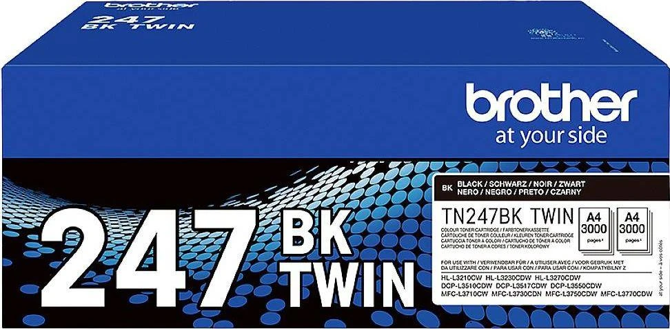 BROTHER TN247BK DVIEJŲ PAKETŲ TONERIAI „Juodas“ (BK = 3 000 PUSLAPŲ/KASETĖ)