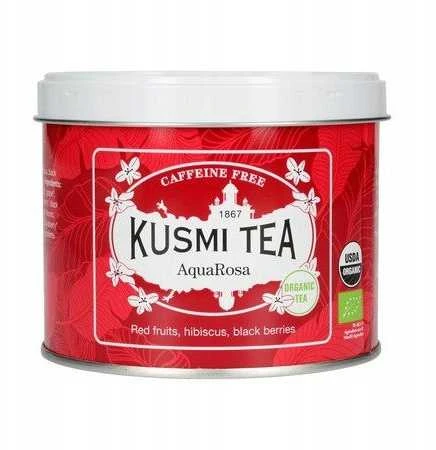 Raudona Kusmi Tea AquaRosa metalinė pakuotė