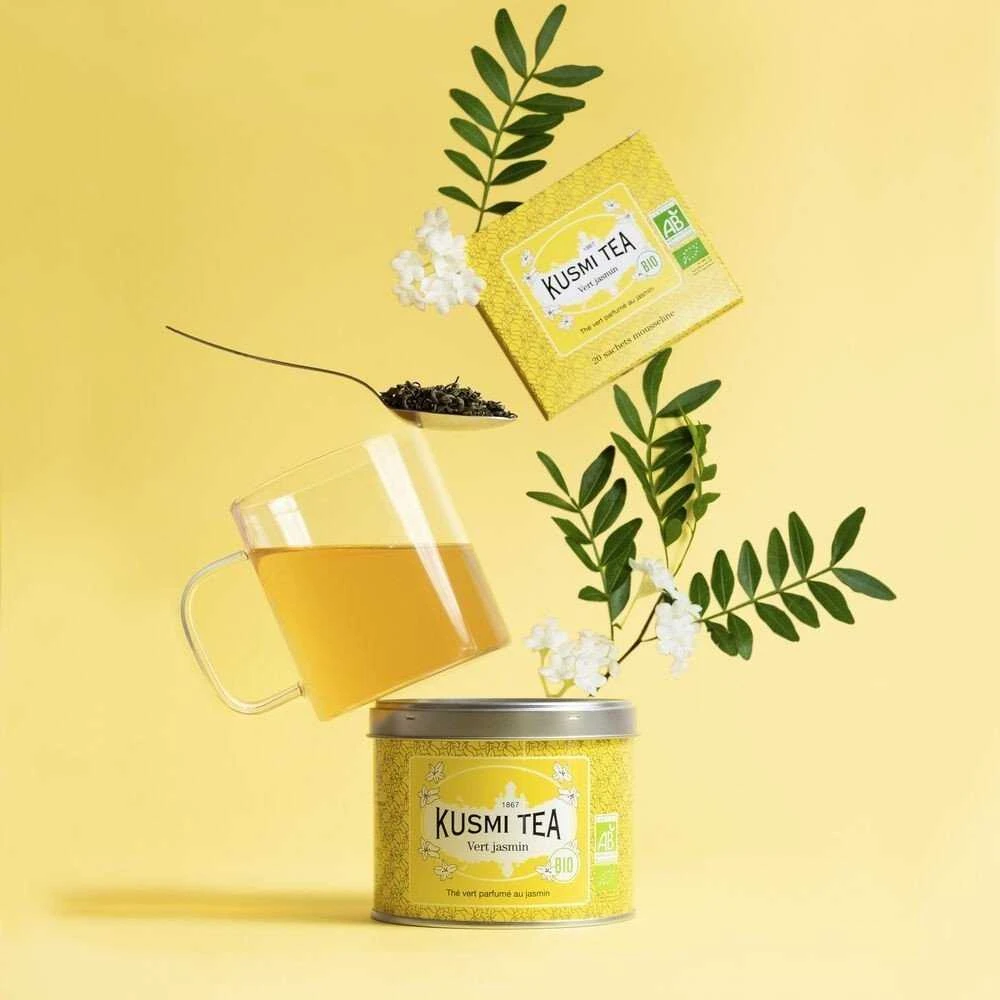 Organic žalias tea Kusmi Tea Žalias Jasmine – 20 muslin tea bags