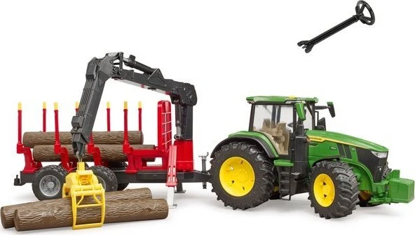 Komplektas Bruder John Deere 7R 350 su miško priekaba
