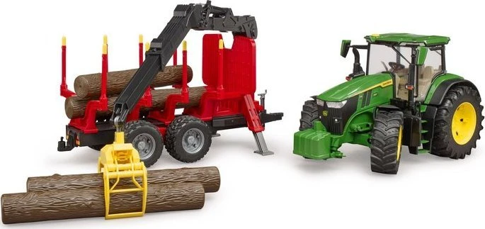 Komplektas Bruder John Deere 7R 350 su miško priekaba