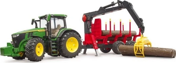 Komplektas Bruder John Deere 7R 350 su miško priekaba