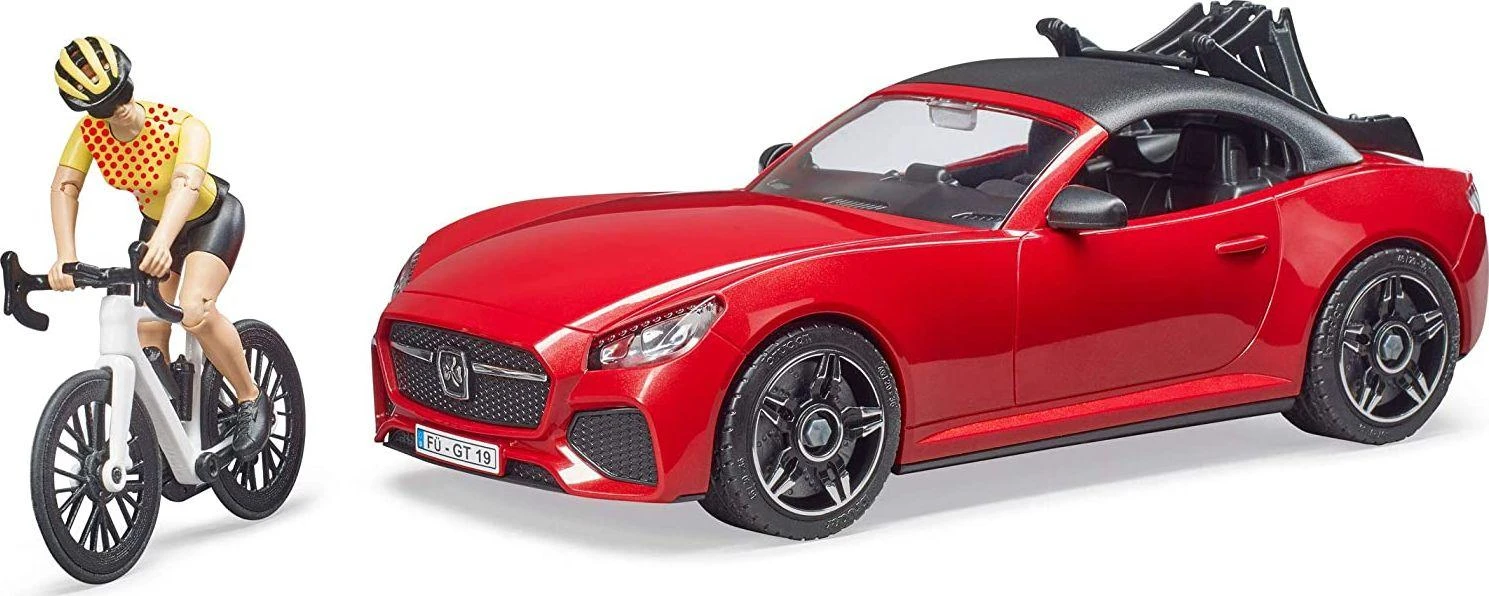Bruder Ata BRUDER automobilis Roadster ir dviratininkas su kelių dviračiu, 03485
