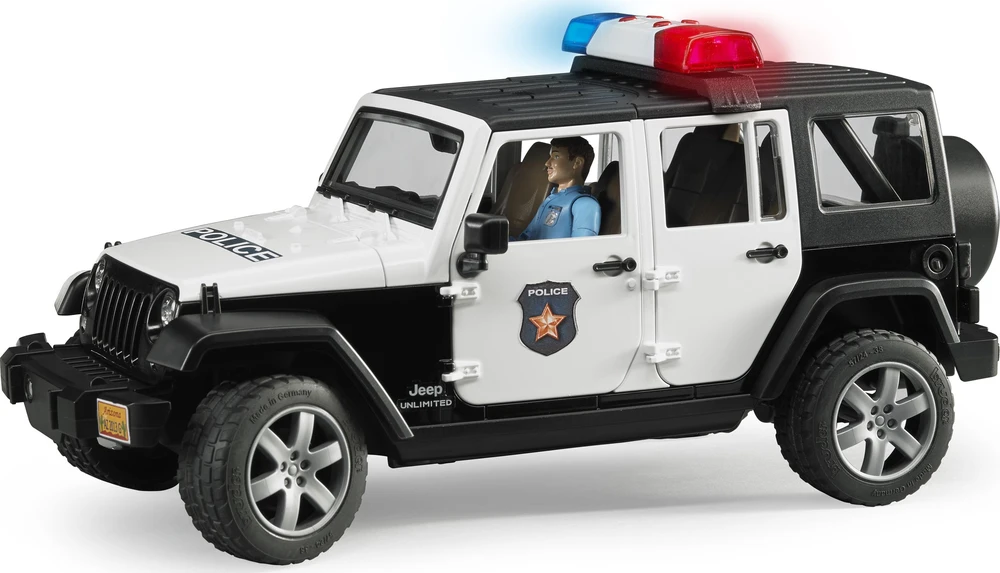 BRUDER policijos džipas Wrangler, su policininku ir priedais, 2526