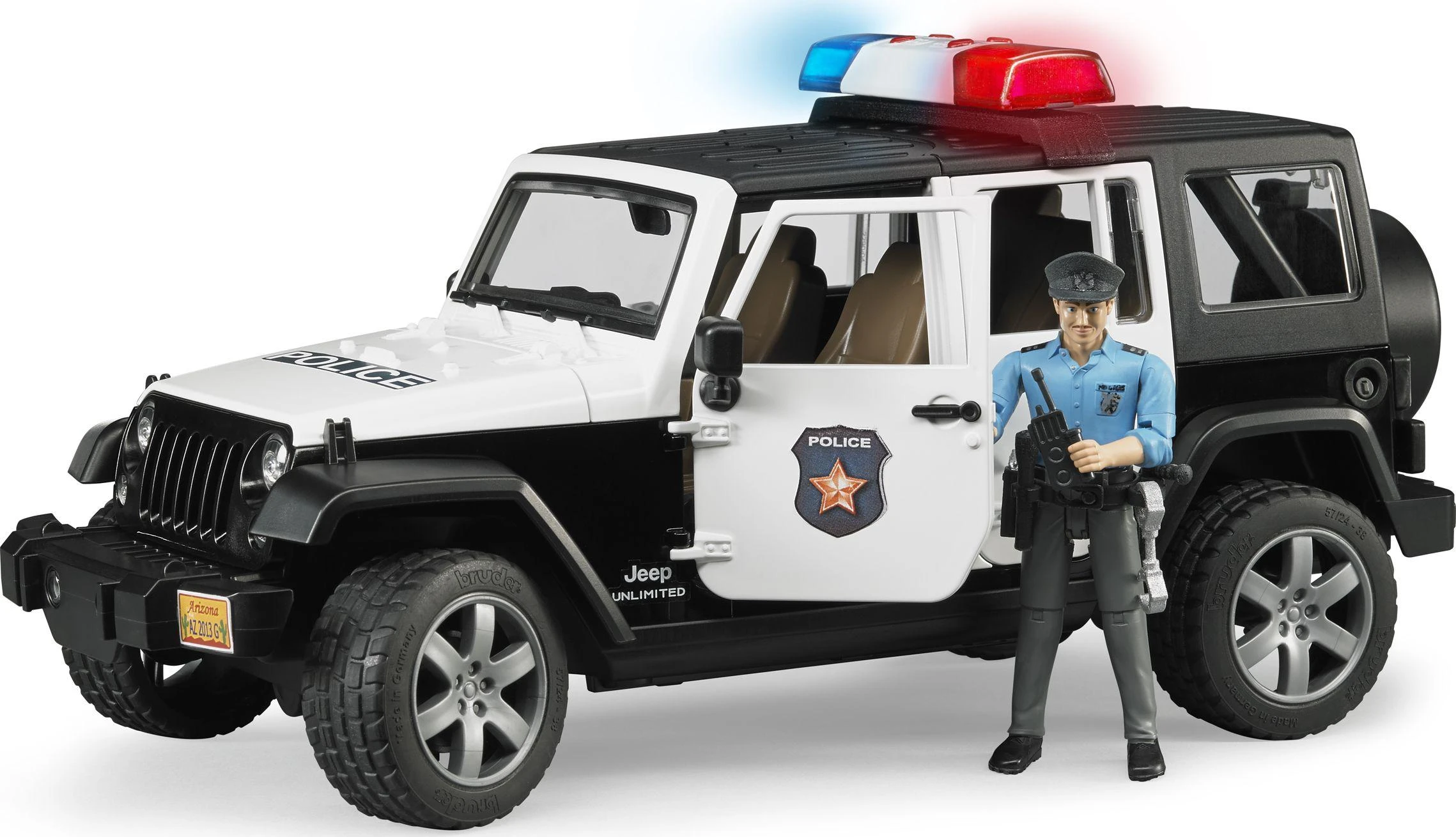 BRUDER policijos džipas Wrangler, su policininku ir priedais, 2526