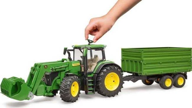 Traktorius su krautuvu ir priekaba Bruder 03155 John Deere 7R 350